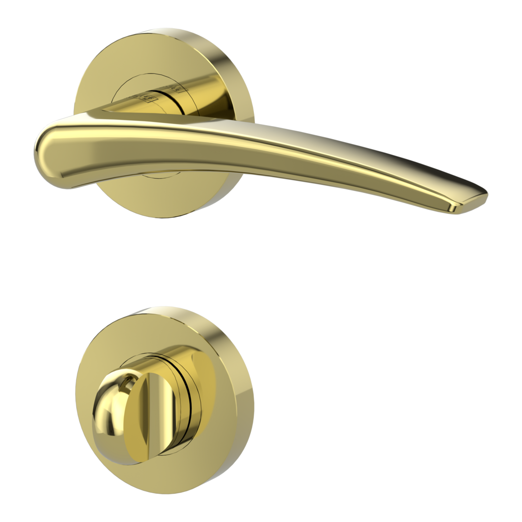 MARISA door handle set Screw-on system GK4 round escutcheons WC brass effect