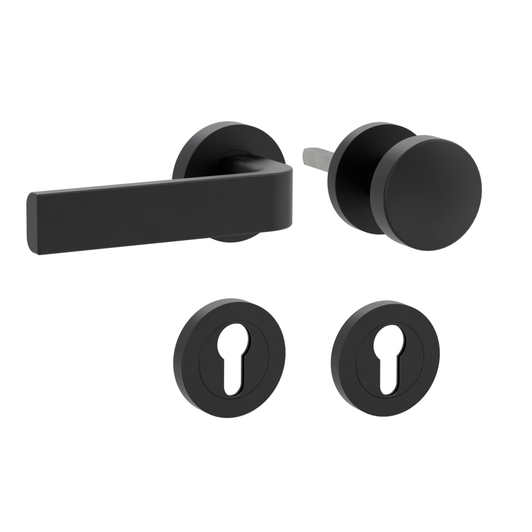 GRAPH alternate set Screw-on system GK4 round escutcheons Knob R2 34-45mm graphite black L