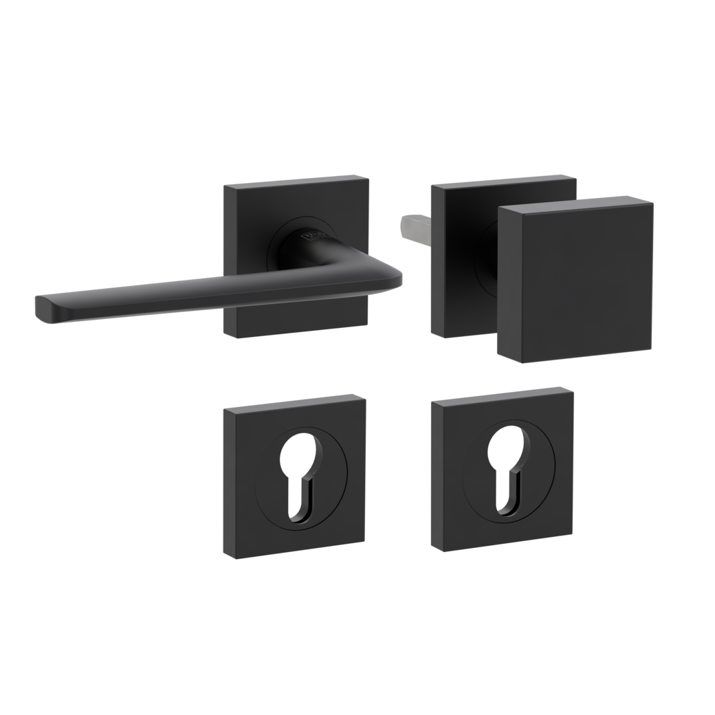 REMOTE alternate set Screw-on sys.GK4 straight-edged escut. Knob SQUARE graphite black L