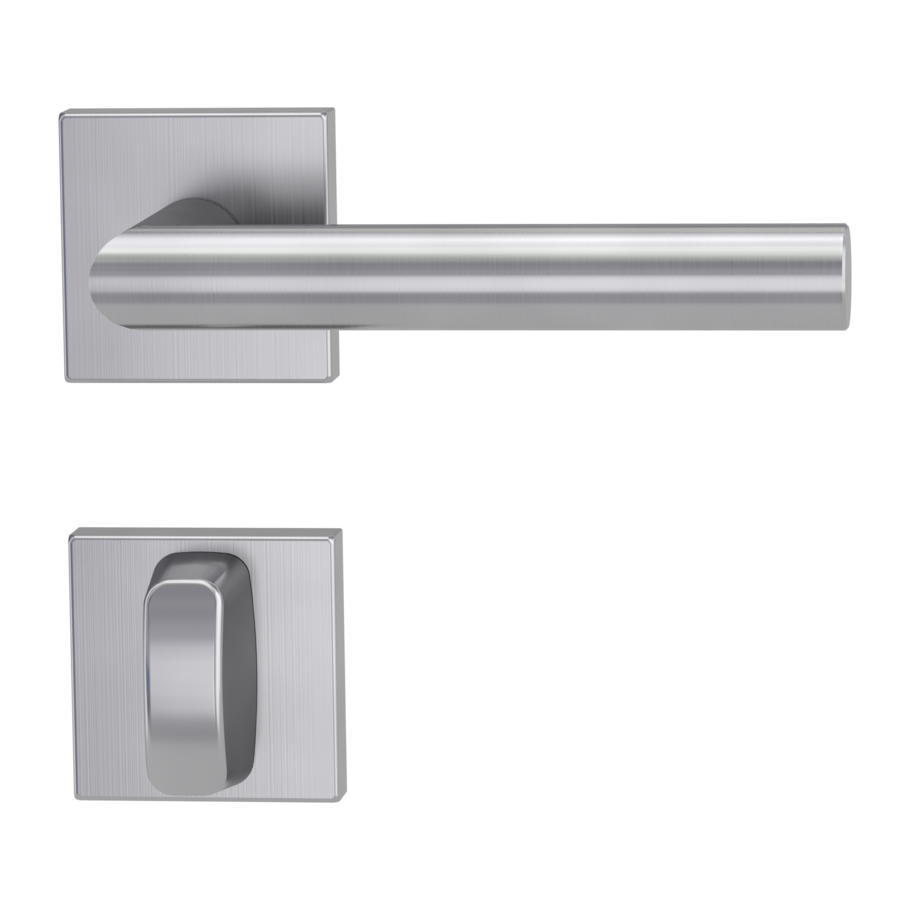 Isolated product image in perfect product view shows the GRIFFWERK rose set square LUCIA SQUARE in the version turn and release - brushed steel - clip on technique inside view 