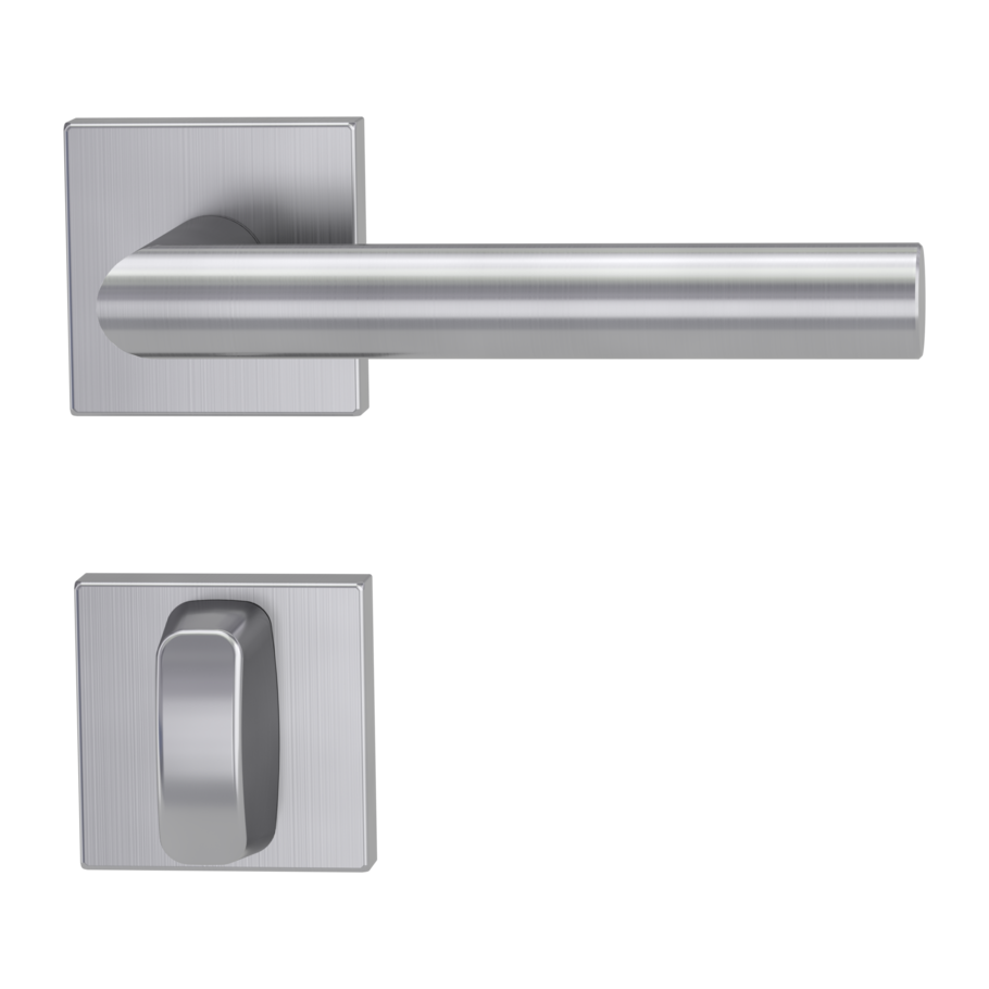 door handle set LUCIA SQUARE clip on cl3 rose set square wc brushed steel