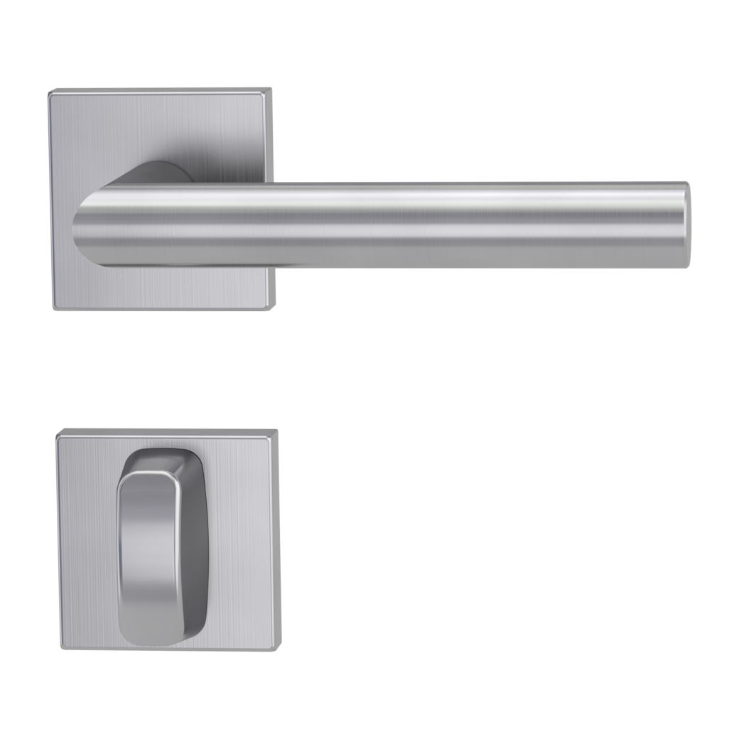 door handle set LUCIA SQUARE clip on cl3 rose set square wc brushed steel