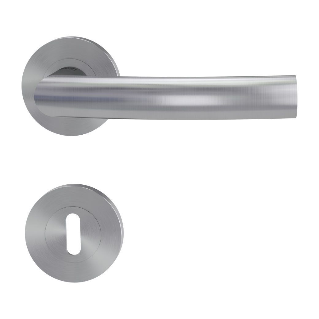 LORITA PROF door handle set Screw-on system GK4 round escutcheons Satin stainless steel cipher bit