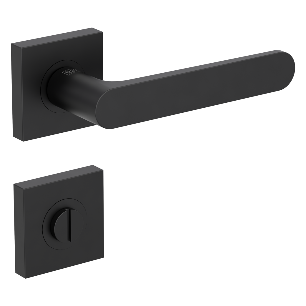 AVUS door handle set Screw-on sys.GK4 straight-edged escut. WC graphite black