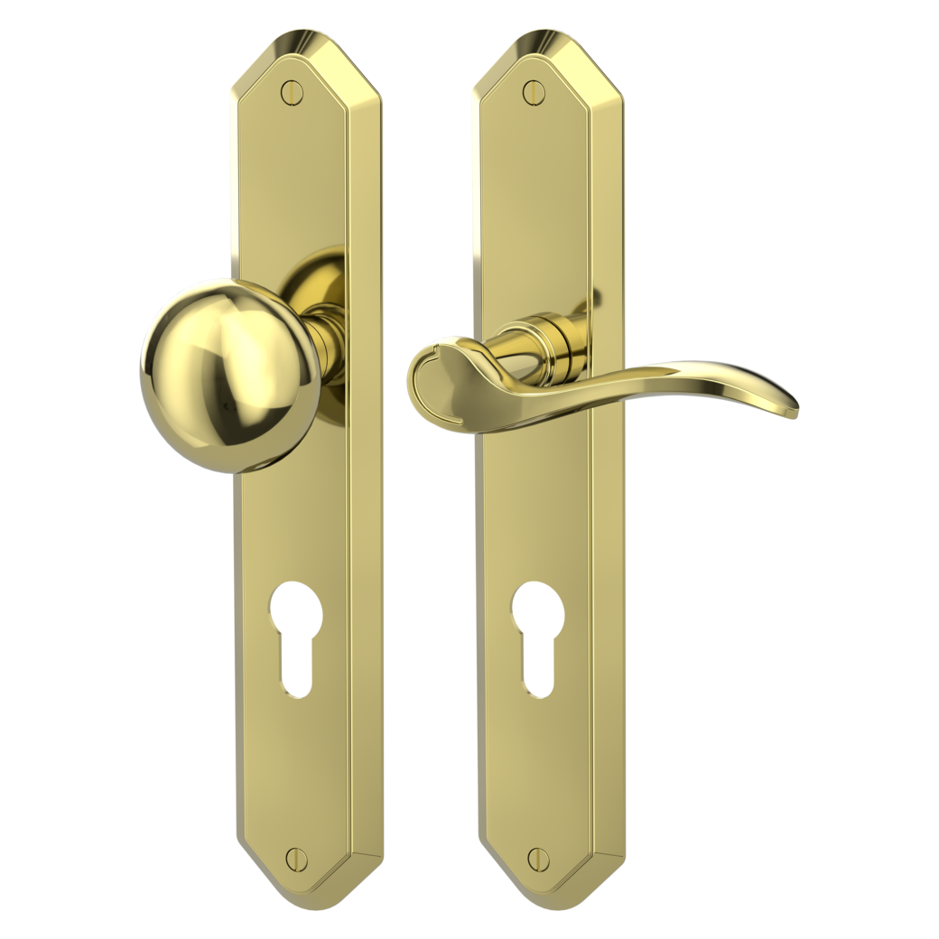 knob handle rose set AMADEUS deco screw long plate freeform knob R21 brass look R