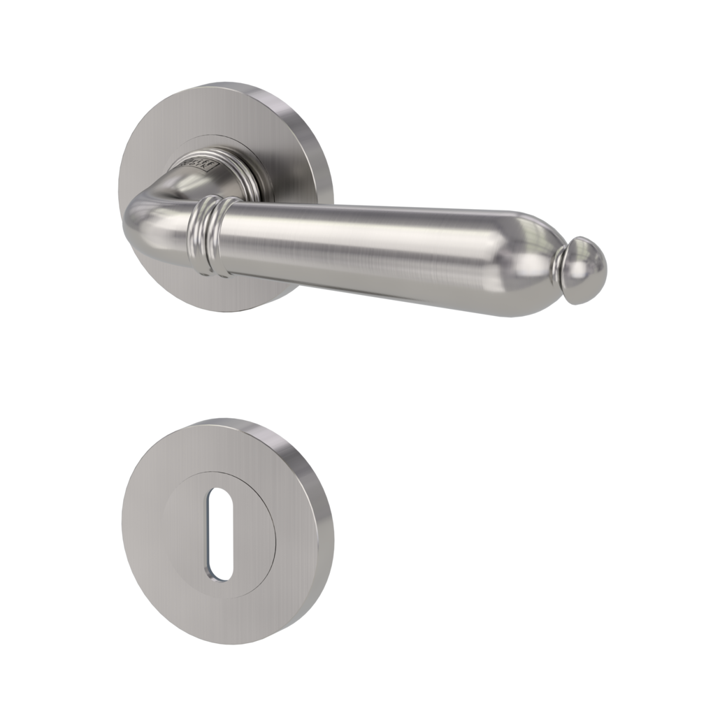 door handle set CAROLA screw on cl4 rose set round mortice lock velvety grey