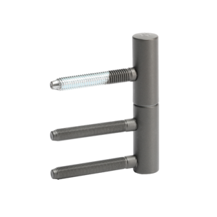 2-part wooden door hinge in the surface cashmere grey, in the isolated view