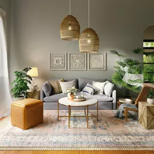 Living Room with Ethno Style Interior The illustration shows a living room with Ethno Style furnishings.