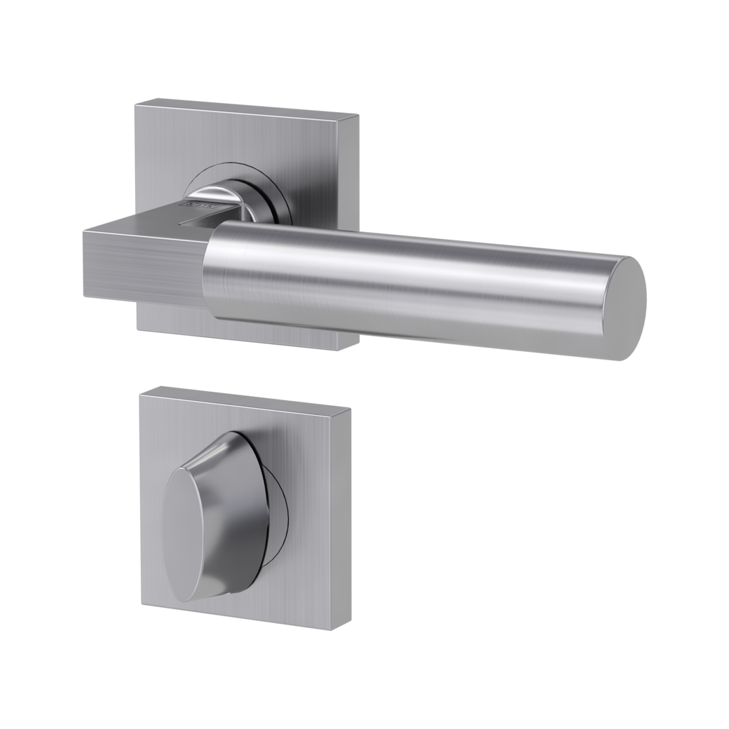 door handle set METRICO PROF screw on cl4 rose set square wc brushed steel