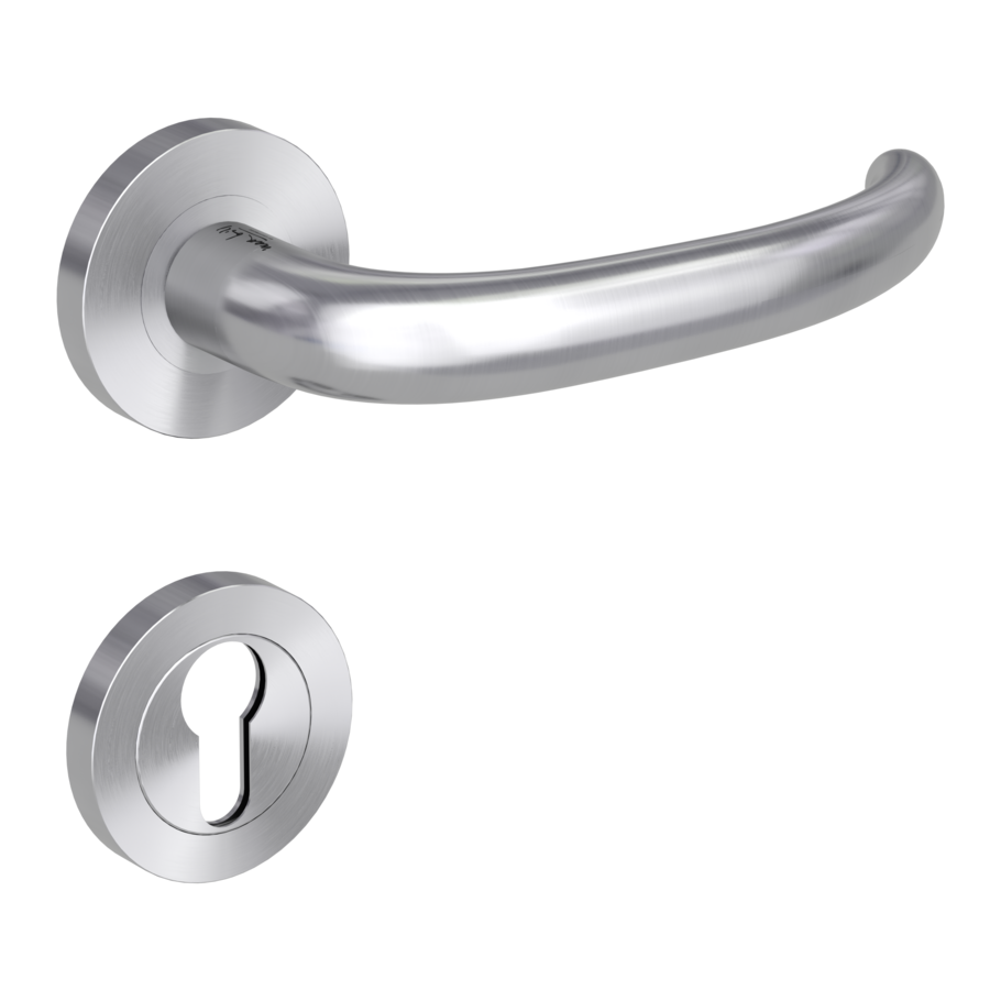 door handle set ULMER GRIFF PROF screw on panic rose set round euro profile brushed steel