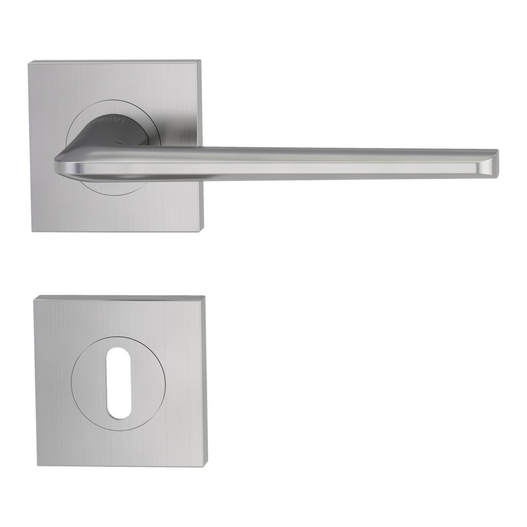 REMOTE door handle set Screw-on sys.GK4 straight-edged escut. Cipher bit velvet grey