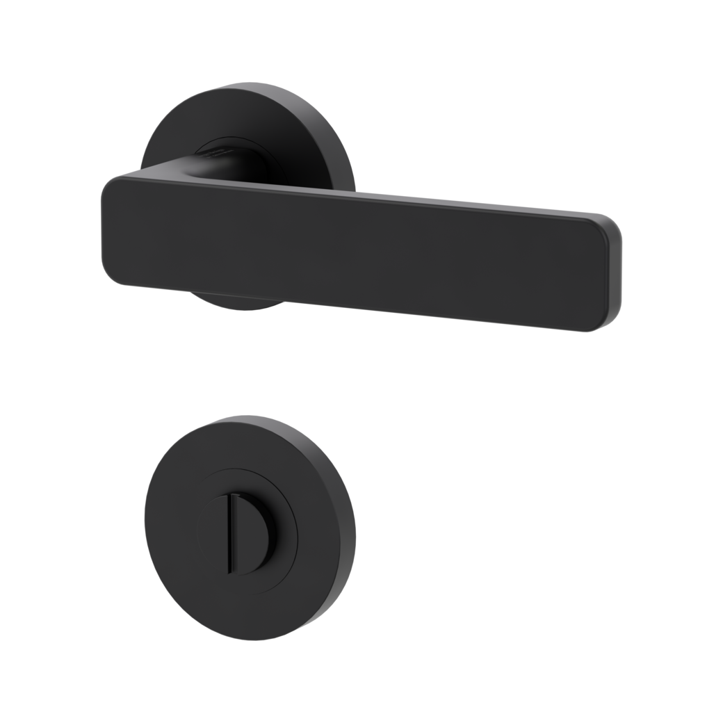 door handle set MINIMAL MODERN screw on cl4 rose set round wc graphite black