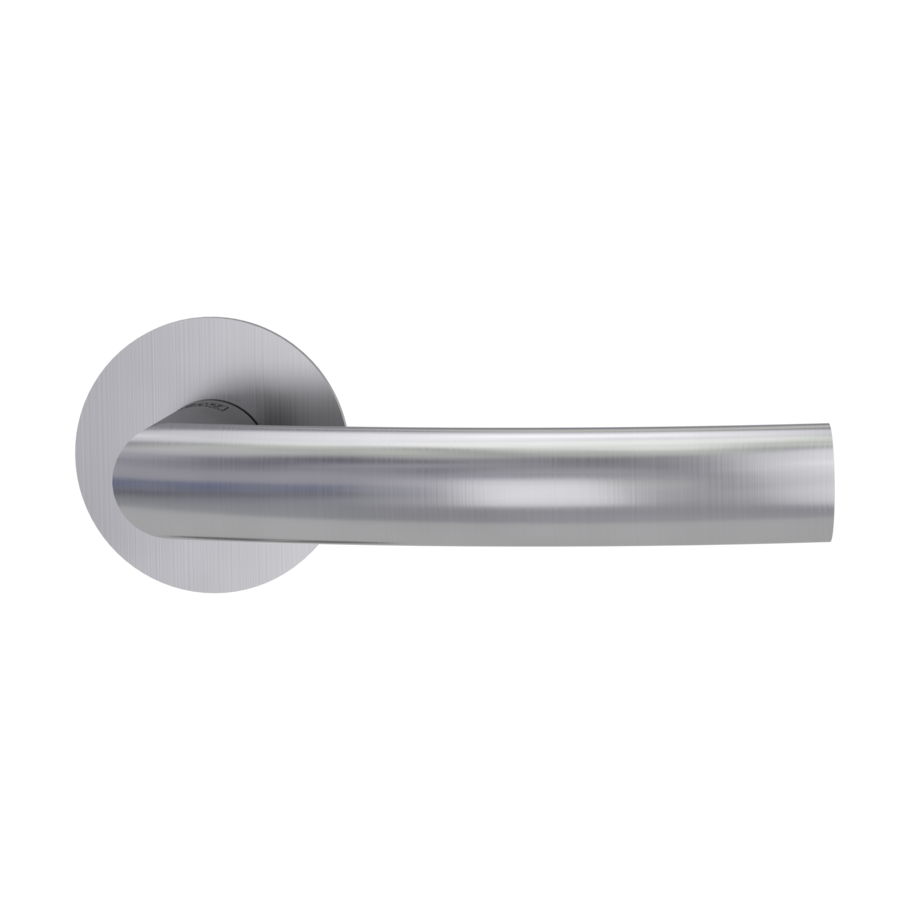 Isolated product image in perfect product view shows the GRIFFWERK rose set LORITA in the version unlockable - brushed steel - Piatta
