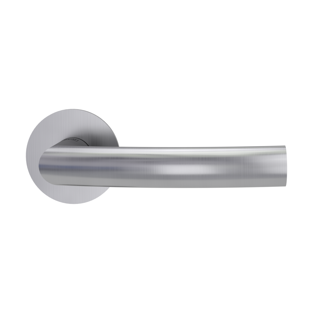 door handle set LORITA PIATTA S flat rose rose set round OS brushed steel