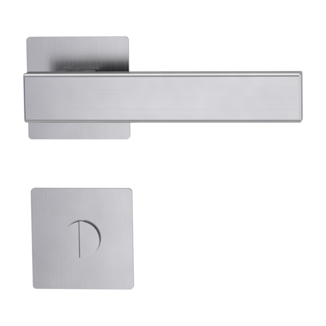 CUBICO PIATTA S QUATTRO door handle set Flat escutcheons straight-edged WC satin stainless steel