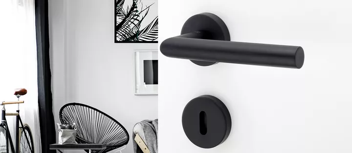 Door handle LUCIA in velvety "Graphite black". (Image: GRIFFWERK GmbH)