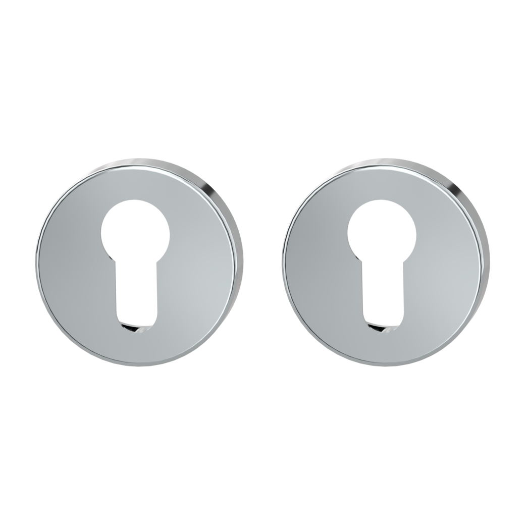 Pair of escutcheons round profile cylinder Clip-on system polished stainless steel