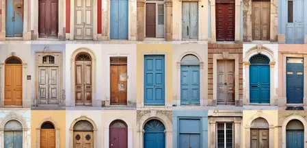 Variety of doors representing different styles and materials.