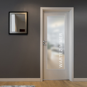 The picture shows the glass panel GRIFFWERK TYPO 554 in the version matt with white glass PURE WHITE