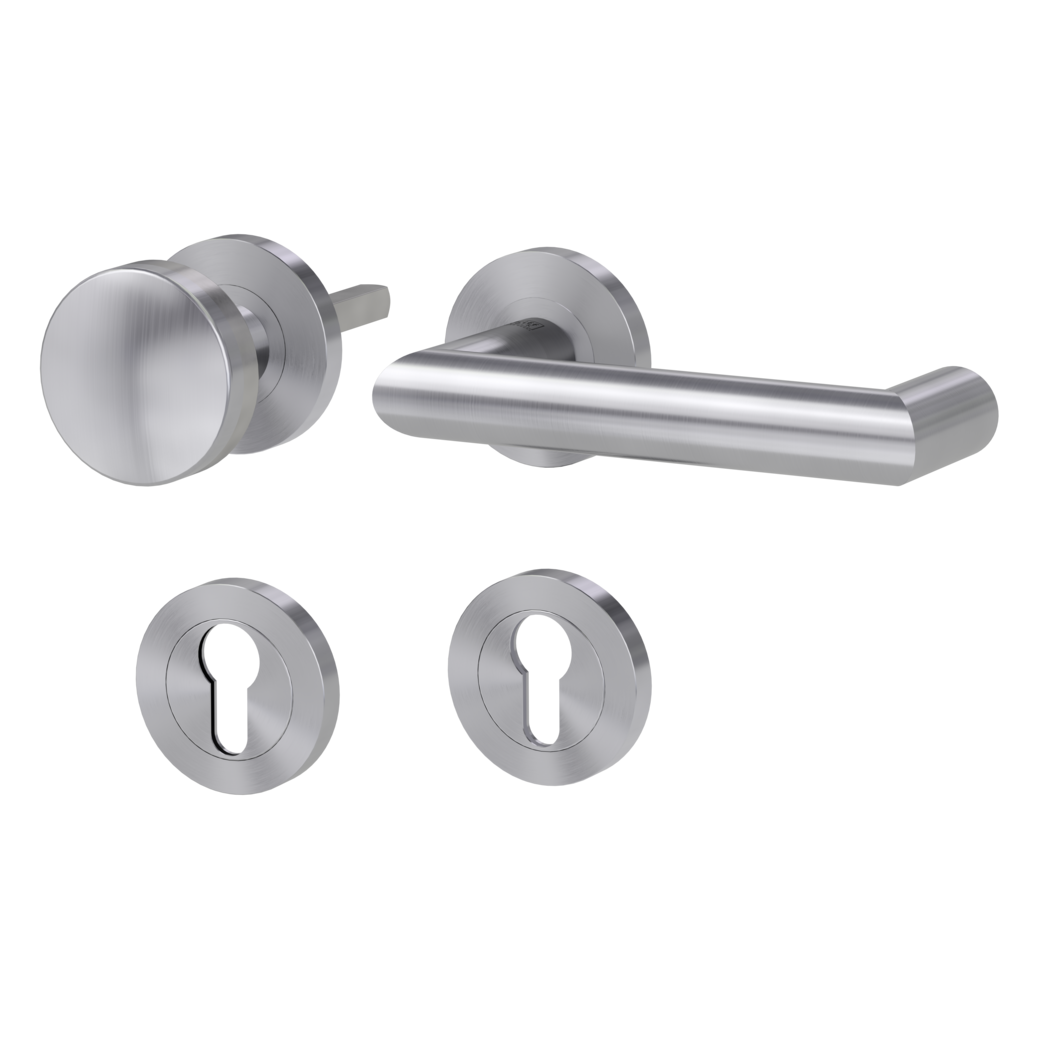 knob handle rose set LUCIA PROF screw on panic rose set round knob R2 38-50mm brushed steel R