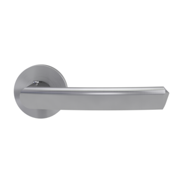 The image shows the Jette door handle set CRYSTAL in the version with rose set round smart2lock 2.0 screw on brushed steel