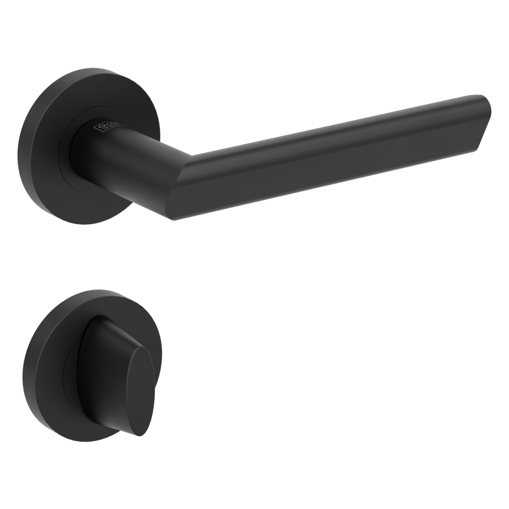 door handle set TRI 134 screw on cl3 rose set round wc graphite black
