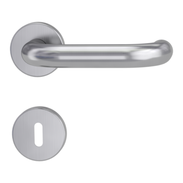 Isolated product image in perfect product view shows the GRIFFWERK rose set ALESSIA in the version mortice lock - brushed steel - clip on technique