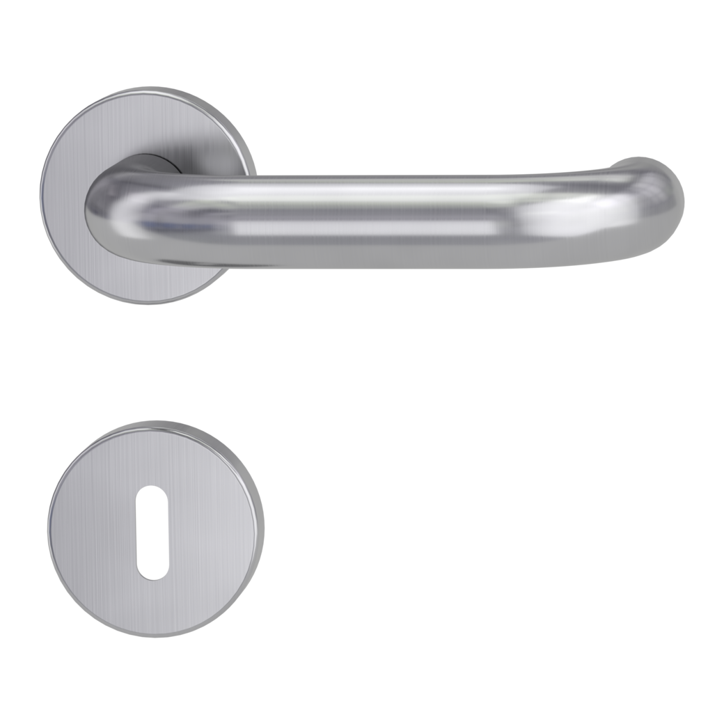 door handle set ALESSIA clip on cl3 rose set round mortice lock brushed steel