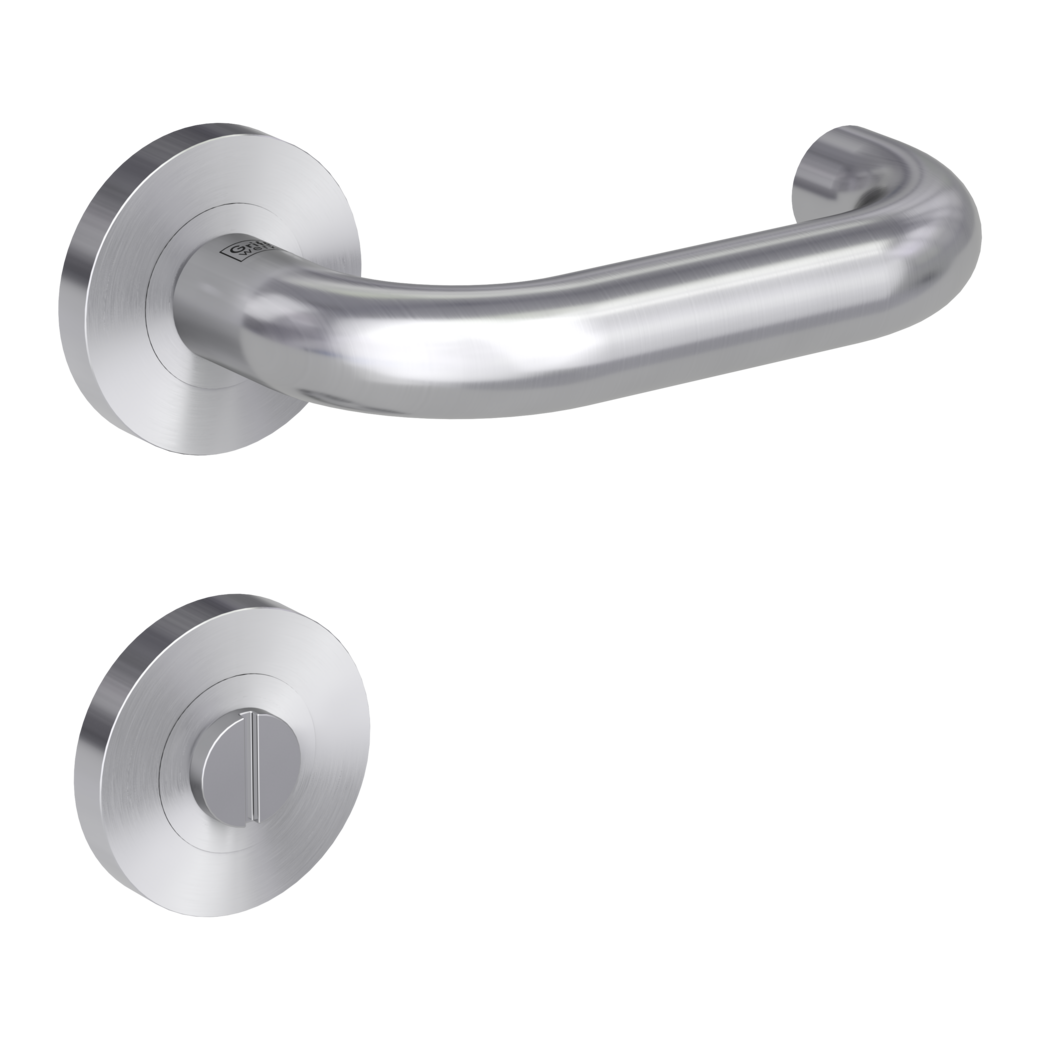 door handle set ALESSIA PROF screw on cl3 rose set round wc red/white brushed steel