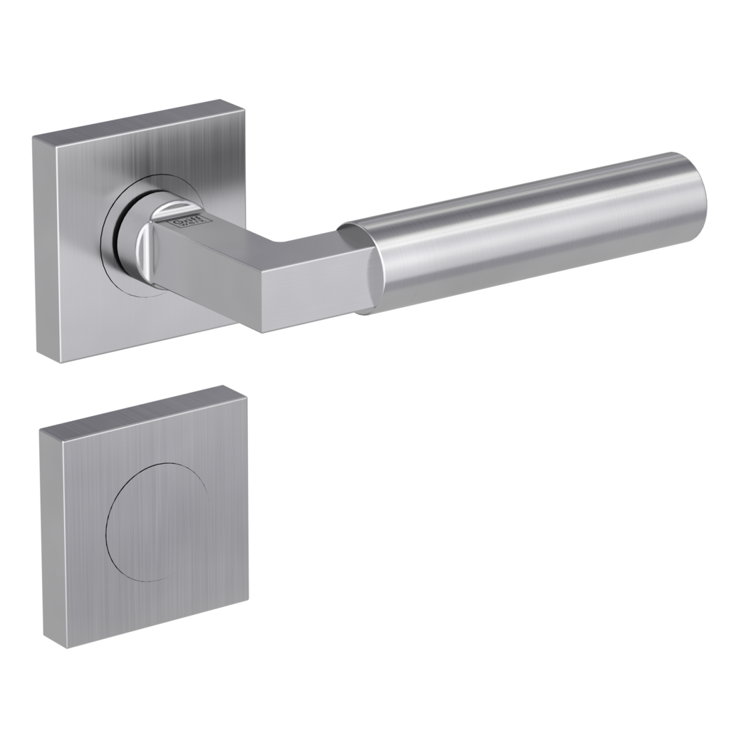 door handle set METRICO PROF screw on cl4 rose set square blank rose brushed steel