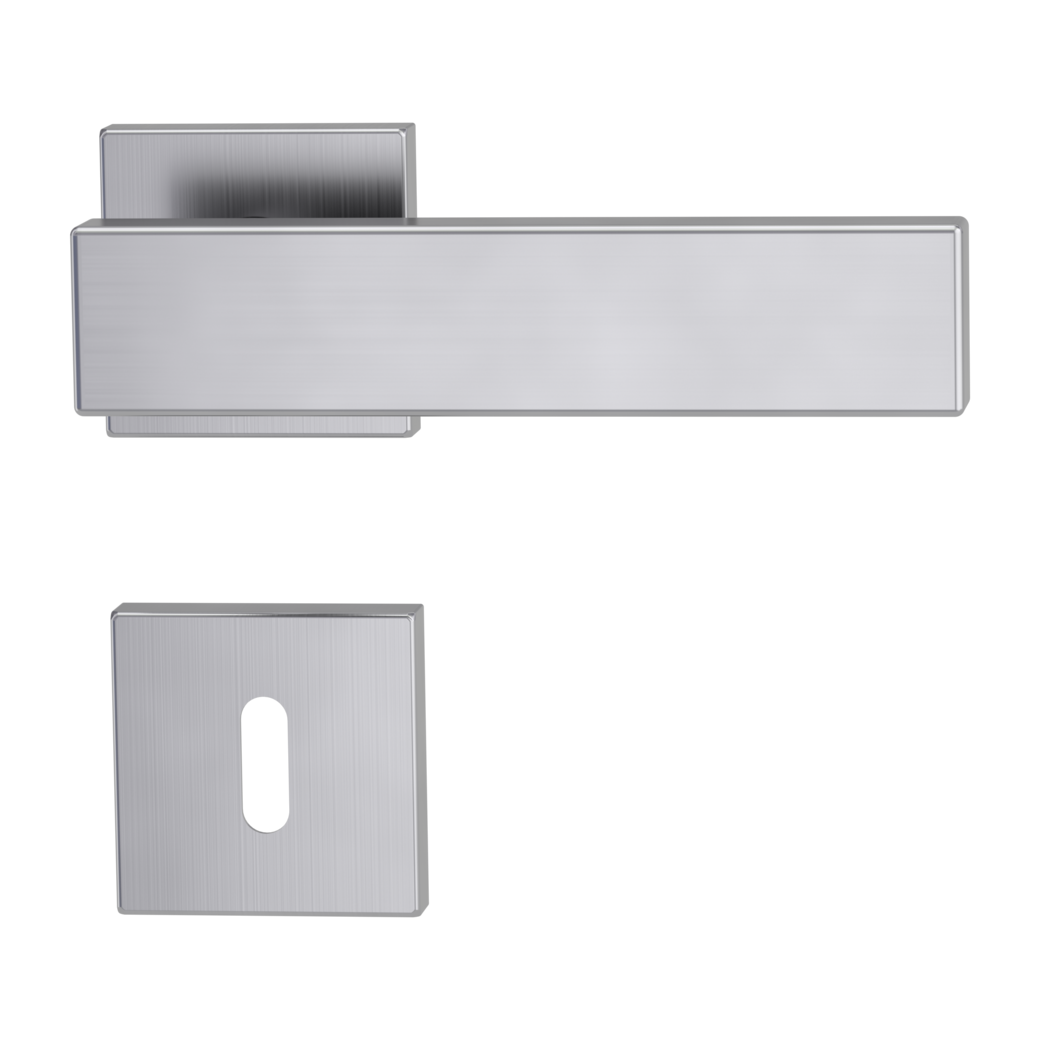 door handle set CARLA SQUARE clip on cl3 rose set square mortice lock brushed steel