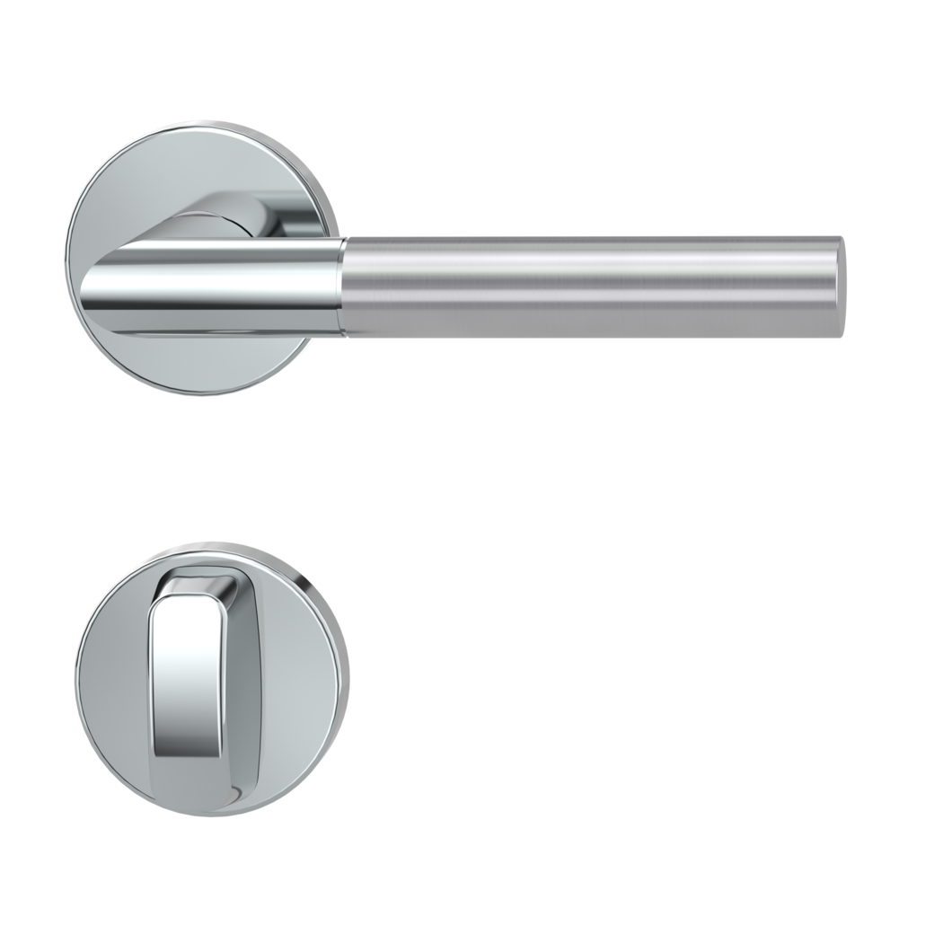 door handle set ARICA clip on cl3 rose set round wc polished/brushed steel