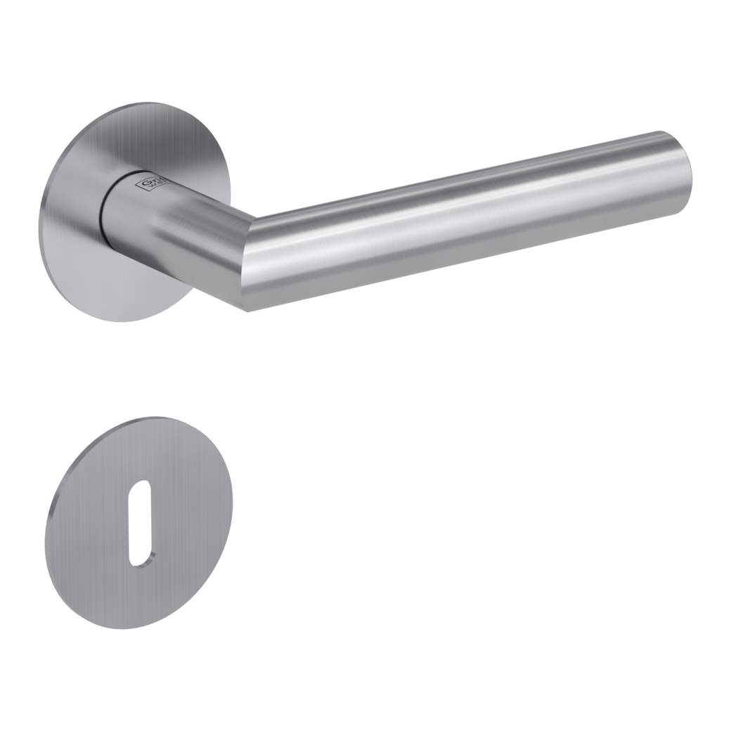 door handle set LUCIA PIATTA S flat rose rose set round mortice lock brushed steel