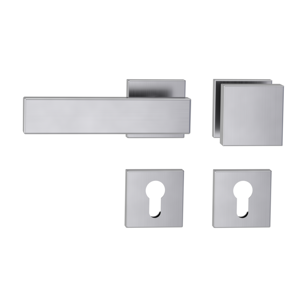 knob handle rose set CARLA clip on cl3 rose set square knob SQUARE brushed steel L