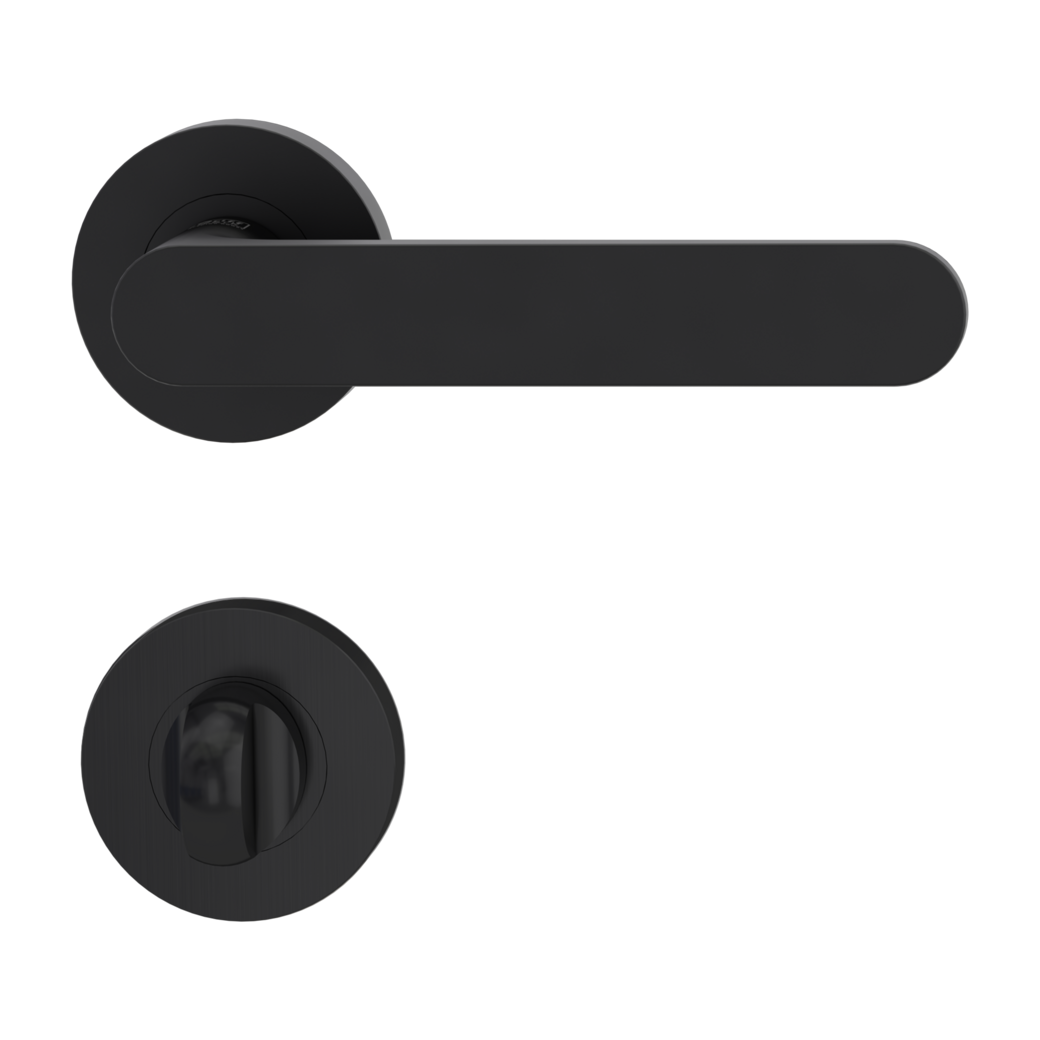 AVUS door handle set Screw-on system GK4 round escutcheons WC graphite black
