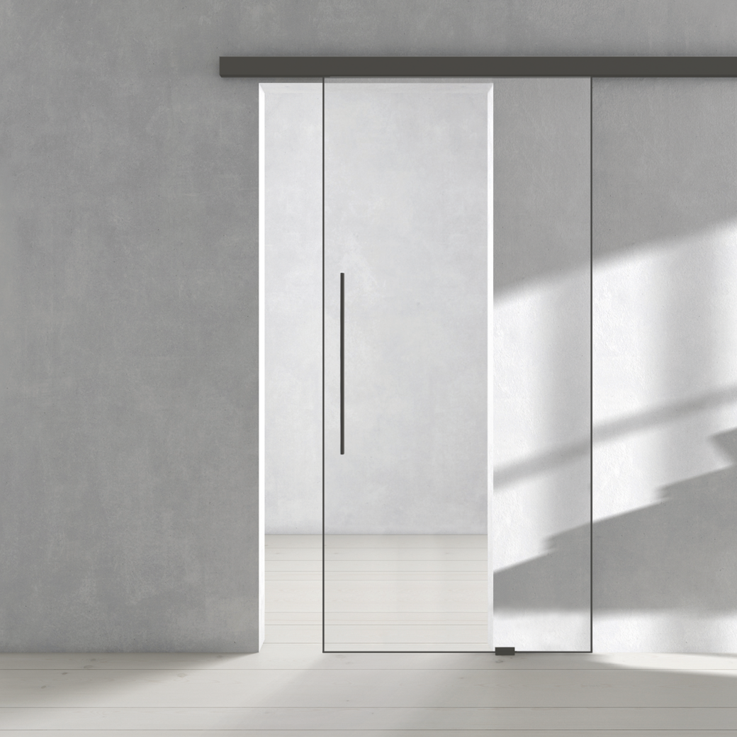 sliding glass door CLARITY 510 TSG PURE WHITE clear 1060x2058x8mm incl. AIR cashmere grey