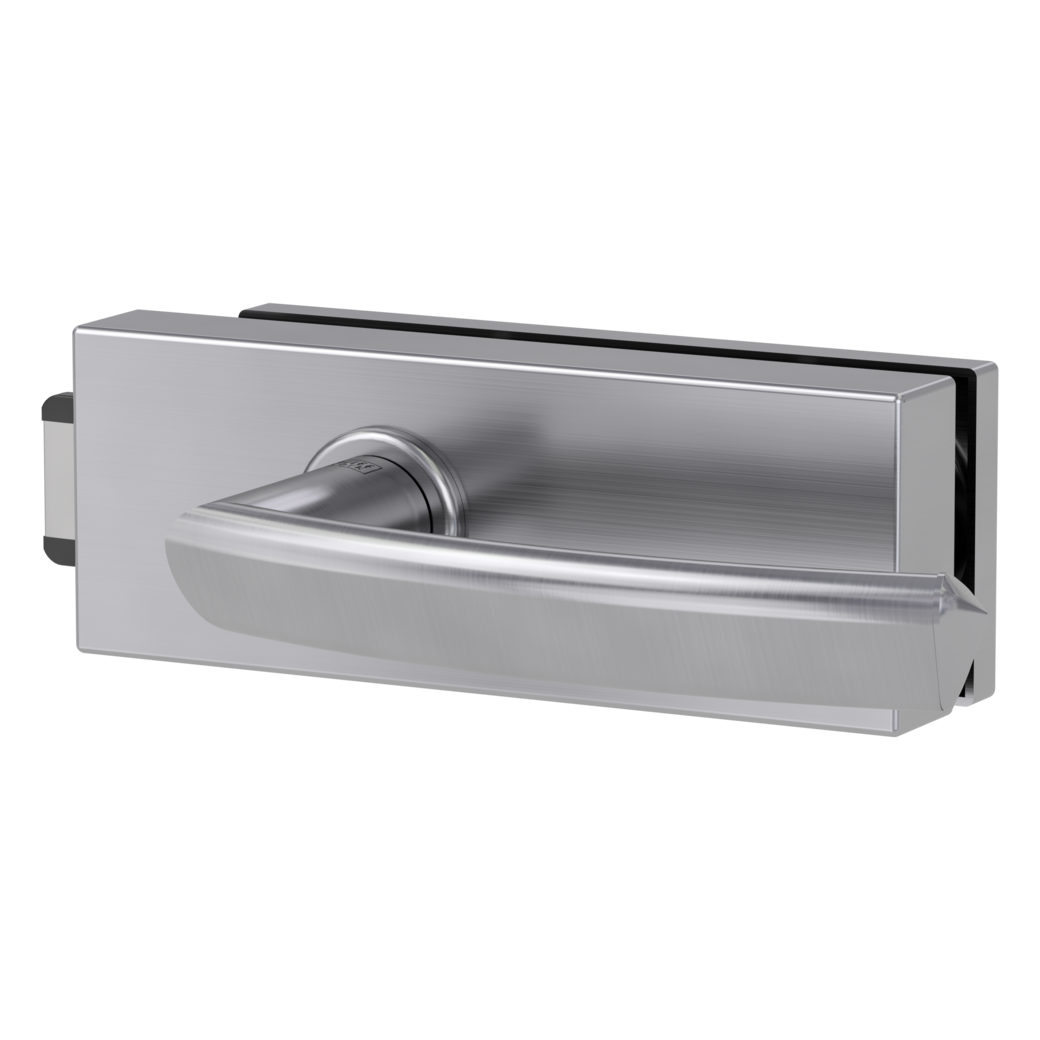 glass door lock set PURISTO S unlockable silent 3-part hinges JETTE CRYSTAL brushed steel
