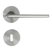 Isolated product image in perfect product view shows the GRIFFWERK rose set REMOTE in the version mortice lock - velvet grey - screw on technique