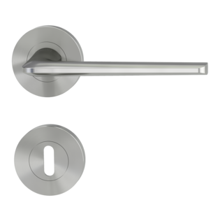 Isolated product image in perfect product view shows the GRIFFWERK rose set REMOTE in the version mortice lock - velvet grey - screw on technique