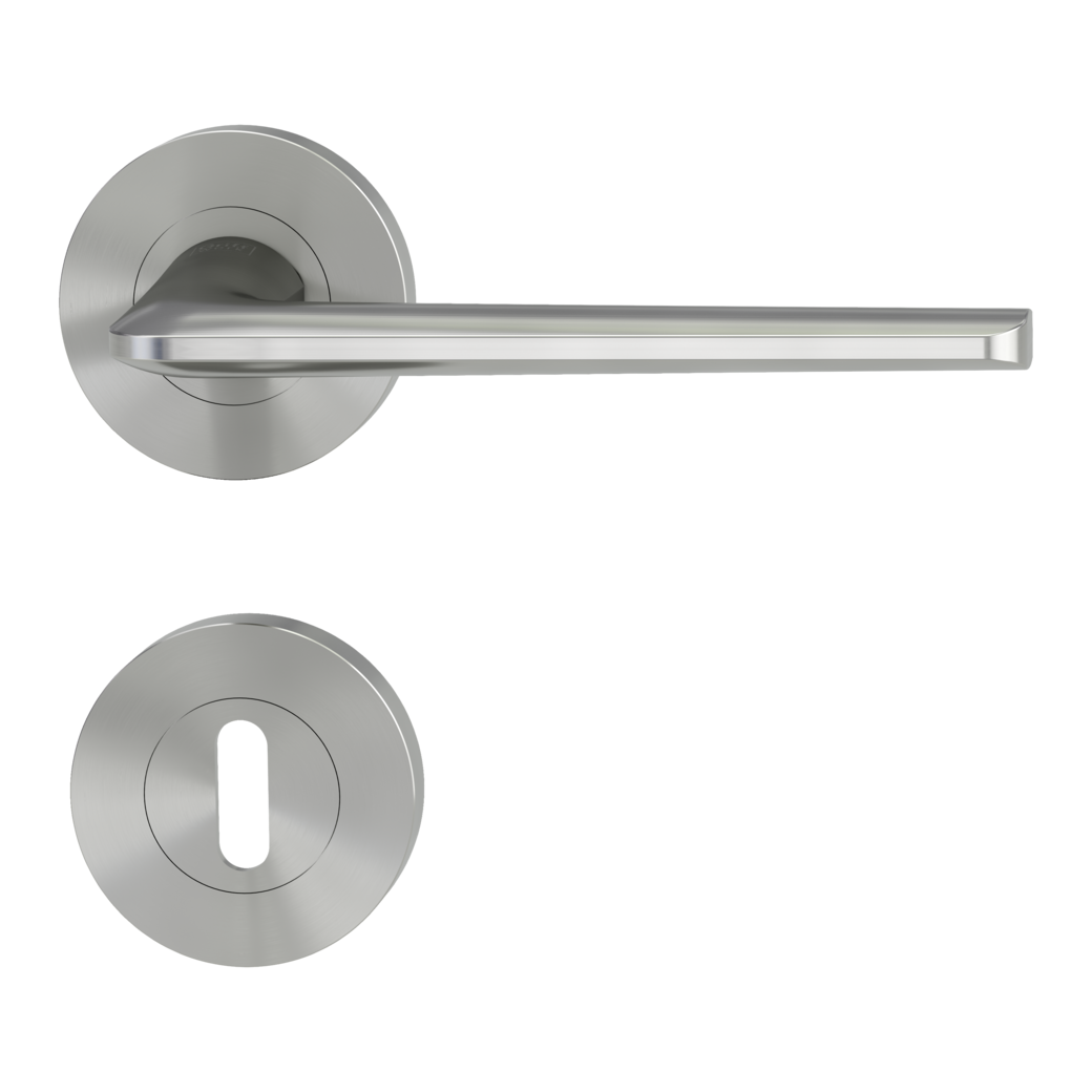 REMOTE door handle set Screw-on system GK4 round escutcheons Cipher bit velvet grey