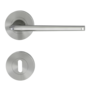 Isolated product image in perfect product view shows the GRIFFWERK rose set REMOTE in the version mortice lock - velvet grey - screw on technique