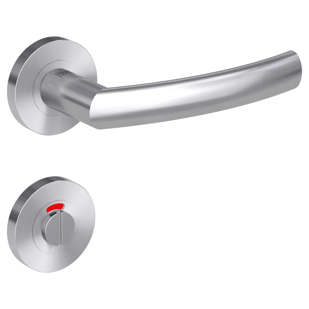 door handle set LORITA PROF screw on cl4 rose set round wc red/white brushed steel