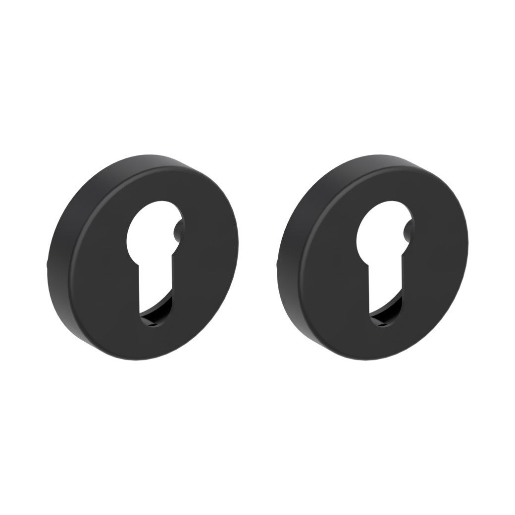 Pair of escutcheons round profile cylinder Clip-on system graphite black