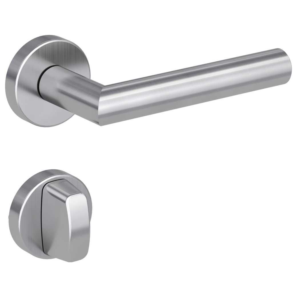 LUCIA door handle set Clip-on system GK3 round escutcheons WC satin stainless steel