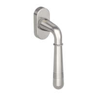 Silhouette product image in perfect product view shows the Griffwerk window handle FABIA in the version unlockable, velvety grey