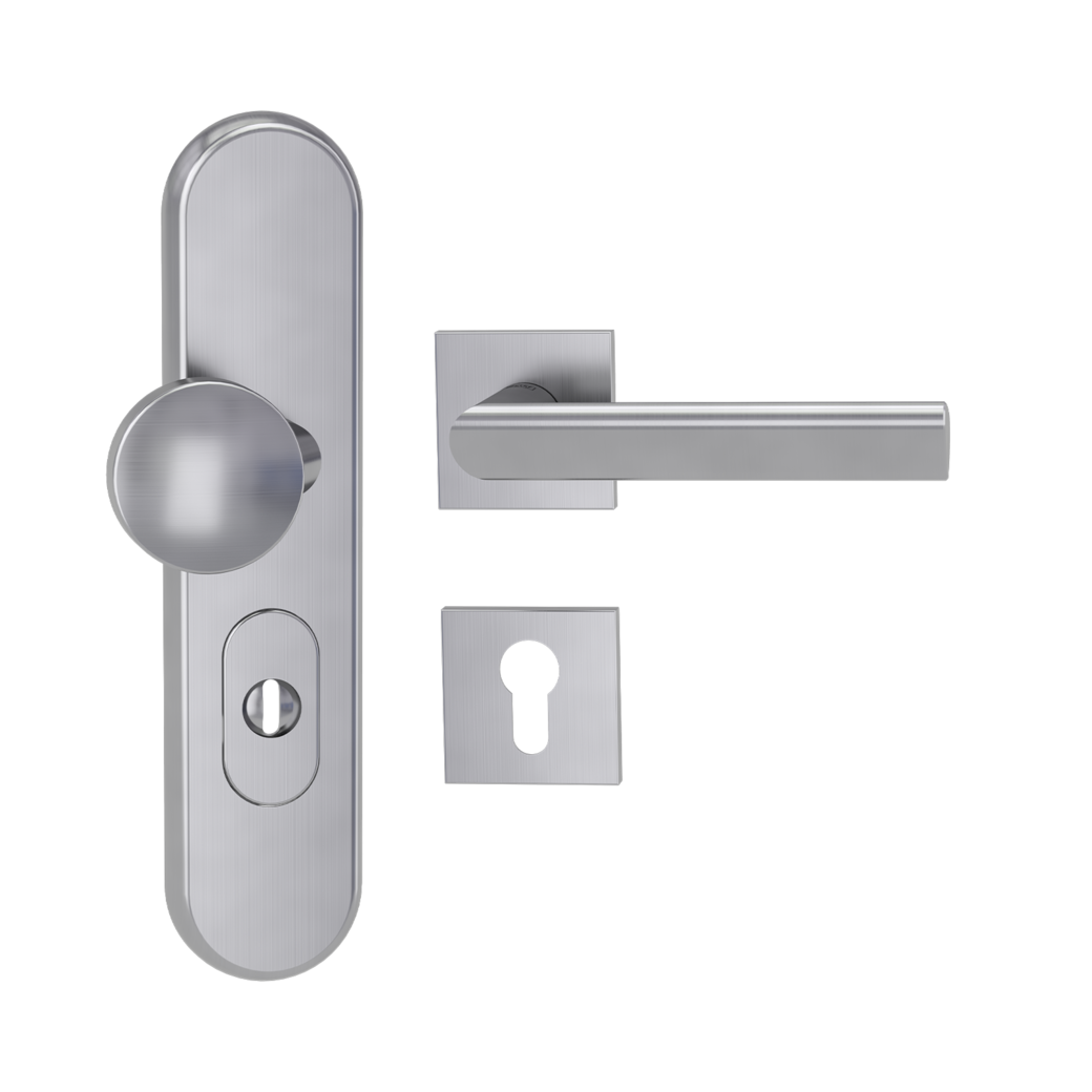 security combi set TITANO_882 ES1 72mm cylinder cover door 38-50mm R VAYA 137 TRI sq. satin stainless steel