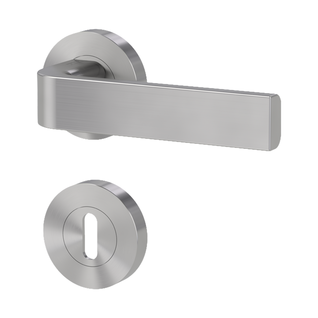 GRAPH door handle set Screw-on system GK4 round escutcheons Cipher bit velvet grey