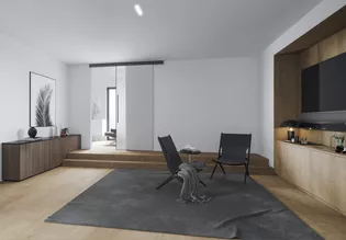 Sliding door system Planeo Air in the living room Planeo Air not only received a red dot award but also the German Design Award 2019.