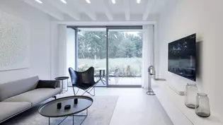 Die Abbildung zeigt das Wohnzimmer vom Konzeptapartment VOID.