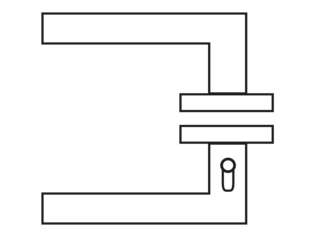 The figure shows a technical drawing of a left Smart2lock handle in top view.